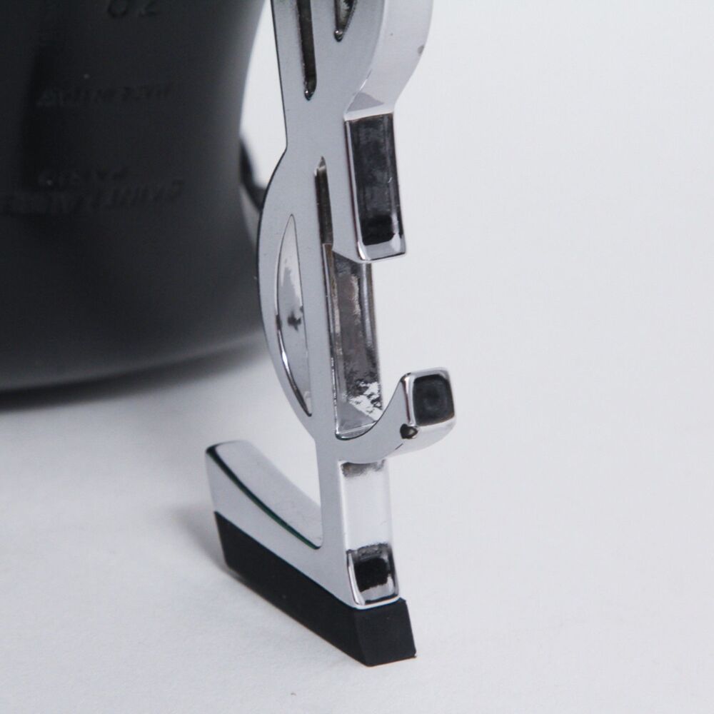 Saint Laurent Opyum Sandals Black Leather Silver YSL Logo Heel Shoes 39 Italy - Picture 14 of 15